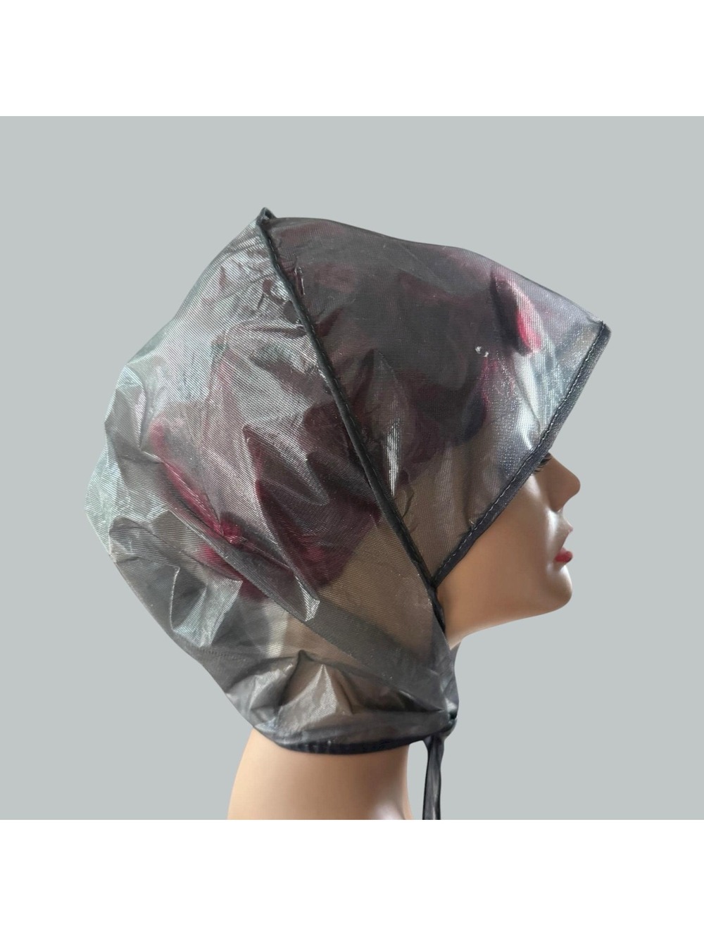 Vintage  60s Plastic Rain Bonnet,  See Through, Waterproof